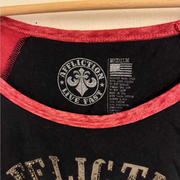 Affliction Women's Red and Black Long Sleeve Tee - Picture 3 of 3